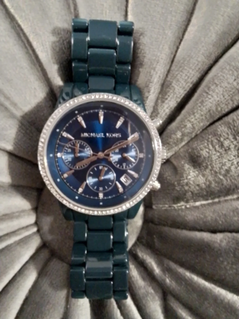 Michael Kors Navy Blue Crystal Accent Chronograph Watch